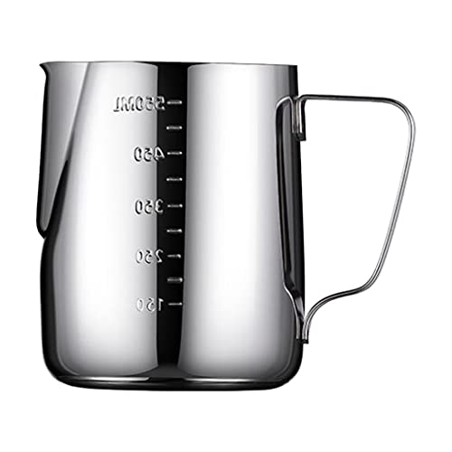 ステンレス鋼ミルク注ぎポット泡立てジャグ泡立て器コーヒーカップドリンクマグ 600ミリリットル 銀 600ml