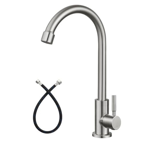 Heyalan Single Handle Cold Water Bar Sink Faucet 360 Swivel Brushed Nickel