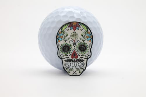 Image of Sugar Skull Golf Ball Marker + Magnetic Hat Clip, Funny and Unique Golf Gifts, Premium Quality, The for Your Favorite Golfer, Golf Accessories for Any Occasions
