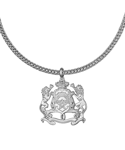 D'origine Collier Avec Armoiries Marocaines, Drapeau Marocain, Bijoux pour Homme en Laiton