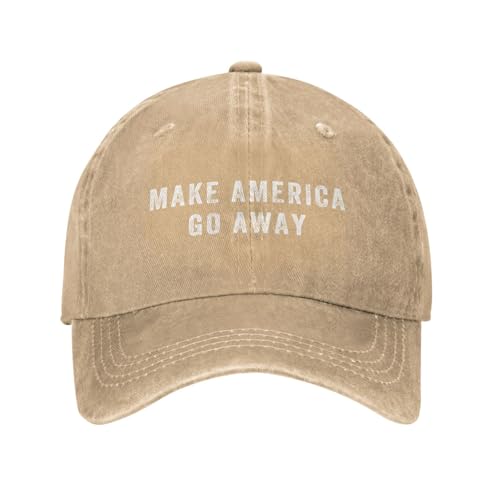 Owbnaa Make America Go Away Hats for Mens Greenland Anti MAGA Womens Baseball Hats Natural