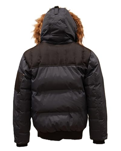 Milano Mens Bomber Jacket Waterproof Puffer Coat with Removable Hood and Faux Fur Trim4