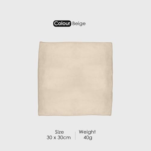 Image of HOUSSE Microfiber Face Towels | Ultra Absorbent, Odour-Free, Quick Dry 550 GSM Face Towel for Home, Gym, Travel, Running and Personal Use | 30x30 cm | Set of 4 in One Colour (Beige, Pack of 4)