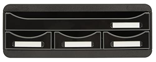 Exacompta 319714D Toolbox Glossy mit 4 Schubladen aus Recycling-Kunststoff zur Aufbewahrung kleiner Utensilien 27 x 35,5 x 13,5 cm. Ideal für Büro und Schreibtisch. Blauer Engel schwarz., 19.54