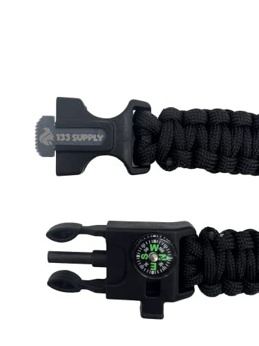 133 Supply 133-BNO-PARA 2 Pack Tactical Paracord Compass Hiking Survival Bracelet Men Dad Gifts Women Camping Accessories Hunting Gear Equipment Flint Steel Tool Fire Starter Kit Whistle Bear Safety Essentials thumb #8