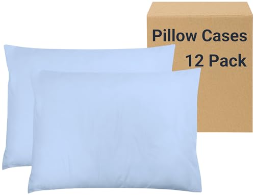 ZPECC Pillow Cases Standard Size Set of 12, 20x26 Envelope Closure Pillowcases, Soft Plain Brushed Microfiber Covers Hypoallergenic Breathable, Light Blue
