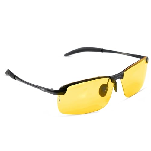Image of Eyewearlabs OKNO | Polarized Night Driving Yellow Wrap-Around Branded Stylish Sunglasses For Men & Women | 100% UV Protection Shades | Cricket Sports Cycling Driving | Large | Troy