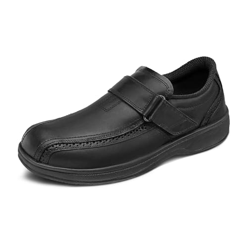 Orthofeet Men's Orthopedic Black Leather Lincoln Center Dress Shoes, Size 10.5