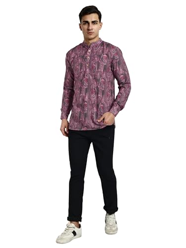 Image of Vardha Men's Cotton Printed Short Kurta with Comfortable Fit and Simple Style and Regular Look | Kurta for Men
