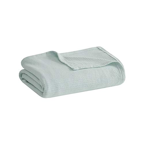 Madison Park Freshspun Basketweave Luxury Cotton Blanket Blue 66x90 Twin Size Basketweave Premium Soft Cozy 100% Cotton for Bed Couch or Sofa - Image 3
