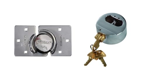 Image of Trimax Pair of Trailer Door Hasps and Pair of Internal Shackle Door Locks | Ultimate Hasp Security | Re-Keyable | Universal Fit | THSP2C THPXL