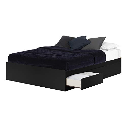 South Shore Vito Mates Bed with 2 Drawers Pure Black, Contemporary