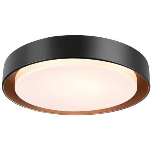 Image of LUTEC Flush Mount Ceiling Light, Matte Black with Gold Interior, 13in 23W Dimmable LED Ceiling Lights, 3000K Daylight, 3000lm Super Bright Energy-Efficient Modern Lamp for Bedroom, Hallway, Kitchen