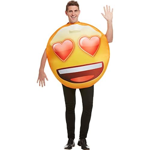 Funidelia | Disfraz de Emoji sonriente con ojos de corazón para hombre y mujer Emoticono - Disfraz para adultos y divertidos accesorios para Fiestas, Carnaval y Halloween - Talla única - Amarillo