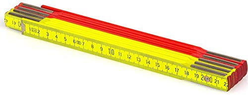 Metrie™ PF10 Holz Zollstock/Zollstöcke |2m langer Gliedermaßstab, Maßstab|Meterstab mit Duplex-Teilung - Neon Gelb/Rot Cover