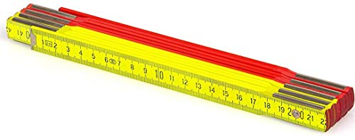 Metrie™ PF10 Holz Zollstock/Zollstöcke |2m langer Gliedermaßstab, Maßstab|Meterstab mit Duplex-Teilung - Neon Gelb/Rot