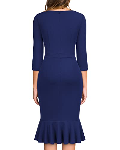 Miusol Women's Retro V-Neck Ruffle Slim Cocktail Party Dress2