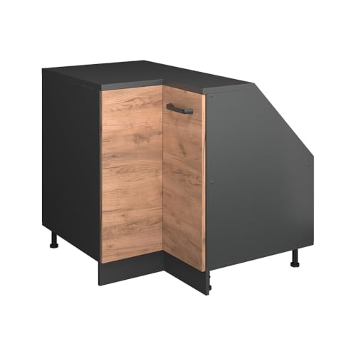 Image of Vicco Corner kitchen cabinet for sloping roofs Raul, Goldkraft oak, 75.6 cm with 1 door, cabinet carcass 60 cm depth, for flexible combination within modular kitchen systems