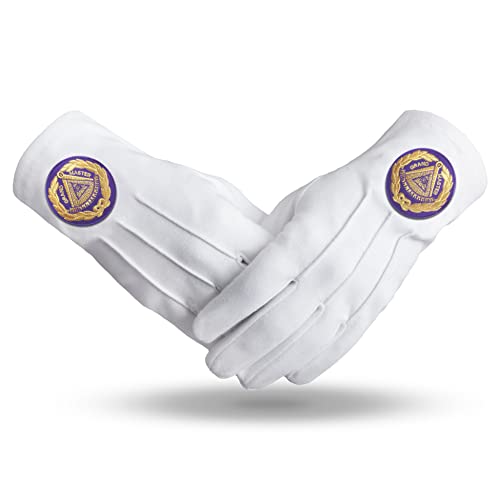 BRICKS MASONS Grand Master Blue Lodge Glove - Pure Cotton With Purple Patch