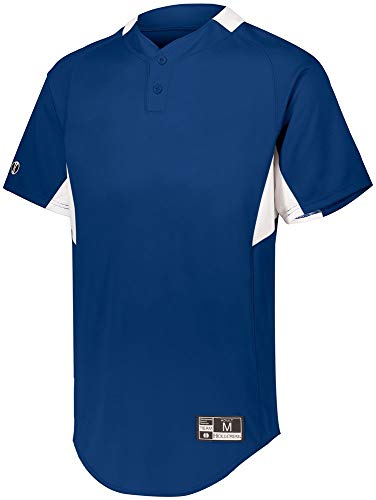 Holloway Youth Game7 Two-Button Baseball Jersey S Royal/White