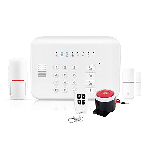 HUIOP - Kit de sistema de alarma de seguridad, numeración automática GSM + WiFi Sistema de alarma inalámbrico de seguridad doméstica, sistema de alarma de seguridad doméstica, GSM detector de