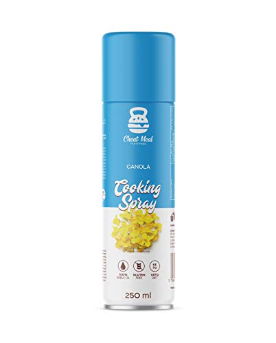 Spray de cuisson Cheat Meal - 1 pièce x 250 ml - Convient pour le régime Keto - Spray d'huile diététique (Pure Canola Oil) Cover