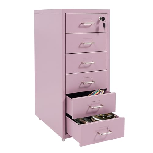 BRRIDE Aktenschrank Abschließbar, Rollcontainer mit 6 Schubladen, Metall Bürocontainer Schubladenschrank Rollschrank Rollwagen, Schmaler Schrank mit Cue-Kartenschlitz für Home-Office (Lila) BRRIDE Aktenschrank Abschließbar, Rollcontainer mit 6 Schubladen, Metall Bürocontainer Schubladenschrank Rollschrank Rollwagen, Schmaler Schrank mit Cue-Kartenschlitz für Home-Office (Lila)
