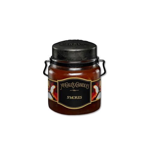 Image of McCall's Candles | S'Mores | 16 oz Two-Wick Scented Candle | USA-Poured | Vintage Rustic Jar with Carrying Handle | Toasted Marshmallow, Chocolate & Graham Cracker Fragrance