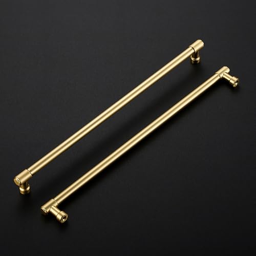 Image of Ravinte Brushed Gold Kitchen Pulls Cabinet Handles 12-3 /5 Inch 2 Pack | Solid Zinc Alloy, Round T-Bar Shape, Screws Included, Dresser Handles, Cabinet Drawer Pulls, for Kitchen Cupboard Hardware