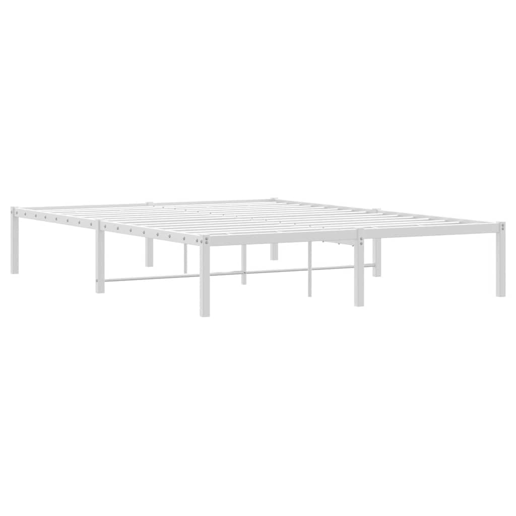 vidaXL Estructura de Cama, Somier de Listones con Almacenaje, Armazón Marco de Cama de Invitados, Mueble para Dormitorio, Metal Blanca 135x190 cm