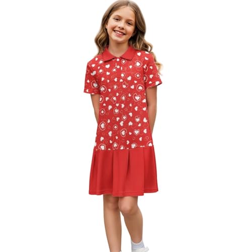 Girls Uniform Dress Back to School Tennis Outfits Short Sleeve Pleated Dress for 5-14 Years - Main Image