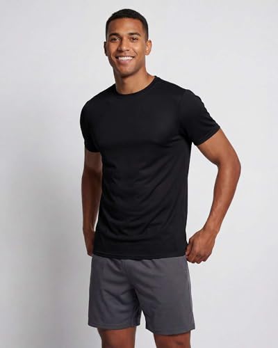 Image of Real Essentials 5 Pack: Men's Dry-Fit Moisture Wicking Active Athletic Performance Crew T-Shirt