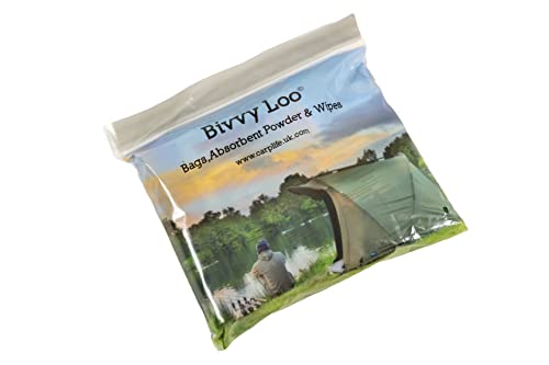 Bivvy Loo - Portable Toilet Liner Bags Pack - Camping Toilet Liner Bags - 40 Additional Biodegradable Wipes, 12 Biodegradable Liner Bags & 12 Sachets of Waste Managing Powder …