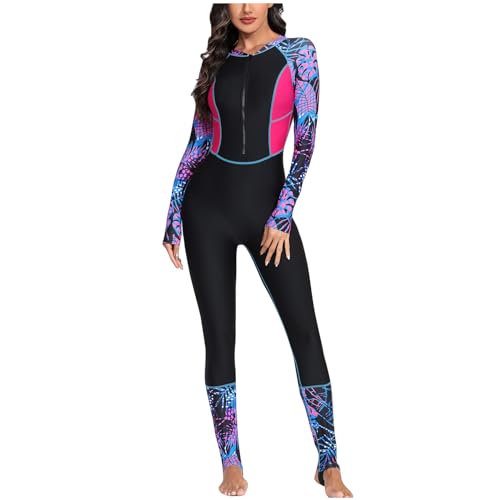 Traje de Neopreno Mujeres de una Pieza con Cremallera Manga Larga Moda natación Buceo con Tubo Submarinismo y Surf Snorkel Kayak