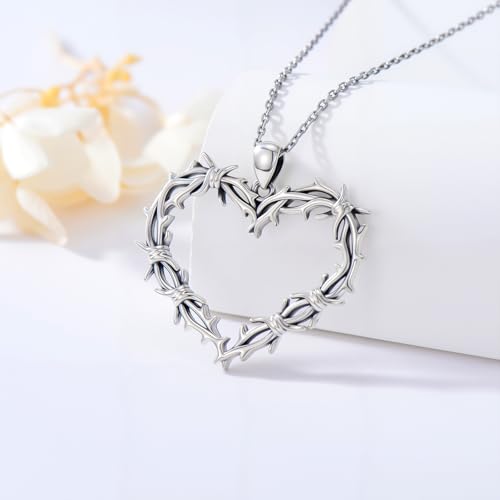 Gothic Thorns Necklace 925 Sterling Silver Thorns Crown of Thorns Pendant Necklace Gothic Jewelry Birthday Gifts for Men Women2