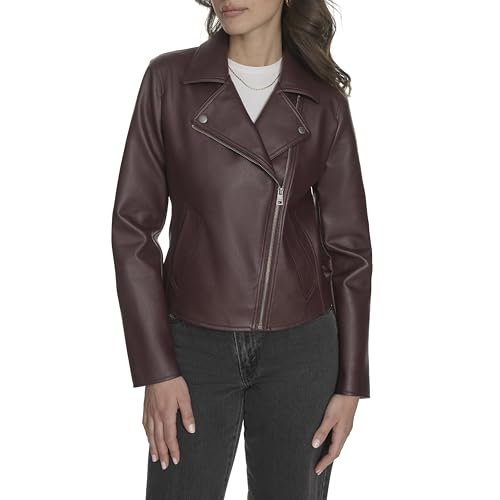 Levi's Women's Moto Jacket with Welt Pockets, Oxblood, Small