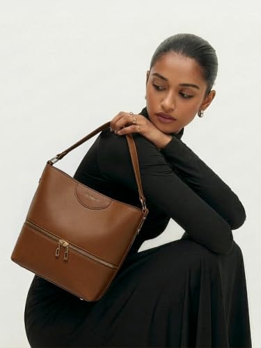 Image of Ophelia Women's Vegan Leather Tote Bag | Structured Top Handle Handbag with Magnetic Closure & Removable Pouch | Spacious Office & Everyday Carry Bag