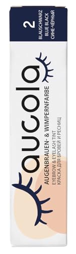 Aucola Augenbrauen- und Wimpernfarbe, 8 strahlende Nuancen, mischbar, intensive Deckkraft, bis zu 6 Wochen haltbar, cremige Konsistenz, volumengebend (2 blauschwarz 15ml)