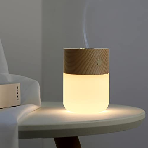 WCIC LED Licht Aromatherapie Öl Diffusor Lampe, Diffusor mit Einstellbarer Helligkeit, batteriebetrieben, USB-wiederaufladbare Diffusoren für Zuhause, Büro (ätherische Öle nicht enthalten) (Hellbraun) Cover