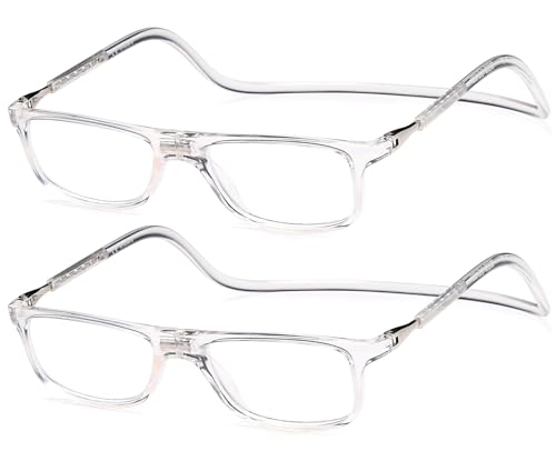 NEW VISION Lunettes 2 pack, Lunettes Loupe, Lunettes De Lecture Magnétique, Longueur RéGlable Lunette De Lecture...