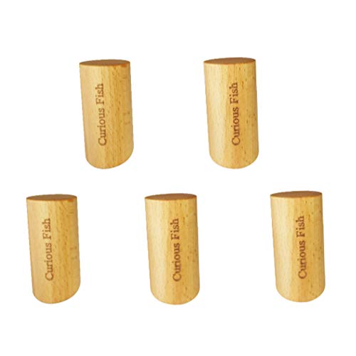 Curious Fish 5PCS 6CM Gancho madera Columna cilindro maciza Toalla montada pared Ropa Sombrero Llavero Bolsa Robe Bufanda Percha Cuarto baño Dormitorio Cocina Gabinete Sala estar Cobertizo minimalista