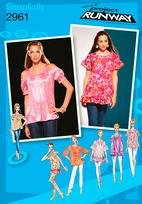 Patron Simplicity 2961 hauts pour femme tailles 12 14 16 18 20 couture Project Runway
