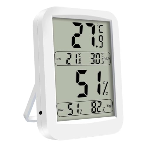 Hohopeti Higrómetro Digital de Interior Pantalla LED Grande Termómetro de Alta Precisión sin Batería Blanco para Dormitorio Sala y Oficina Medición Temperatura y Humedad Ambiental