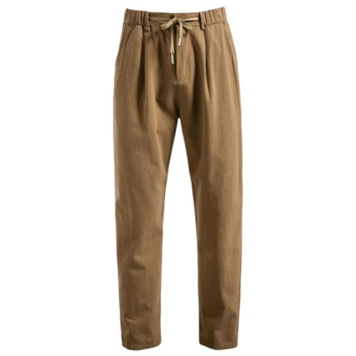 Pantalon coton et lin homme coupe droite fluide respirante