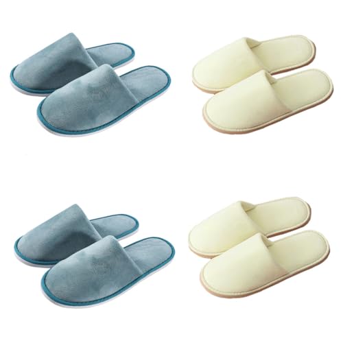 4-6 Pairs Disposable Slippers for Guest,Non Slip Spa Slippers Washable Reusable Velvet House Slippers Unisex for Travel, House, Indoor, Party, Bedroom, Hotel,Wedding
