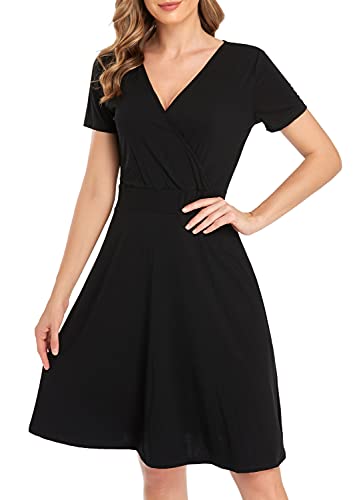 Sommerkleid Damen V Ausschnitt Midikleider im Wickel-Look Elegant Kurze...