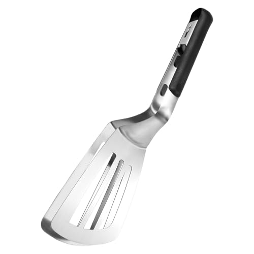 Alicates de para barbacoa de 12,99 pulgadas, pinzas de acero inoxidable | Herramienta de flipper multifunción resistente de mango largo de 226 g, para filetes, pescado, hamburguesas