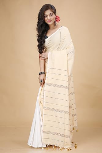 Image of Women's Traditional Bengal Handloom Soft Cotton Khesh Saree