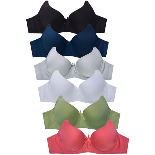Image of Mamia Women's Basic Plain Bras, Pack of 6