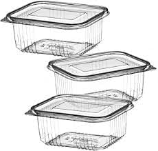 Khaana Packaging Hinged Pet - Rectangular Containers with lid I Transparent Reusable Air Tight Box I Containers for Kitchen Storage Serving Food delivery Home Outdoor, Travel Pack of 50 (100ml, Paper)